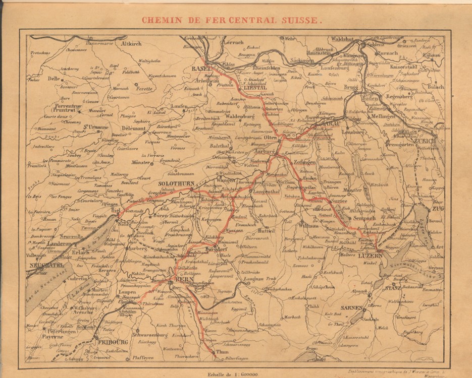 Das Stammnetz der Centralbahn - Bild: SCB Geschäftsbericht 1862